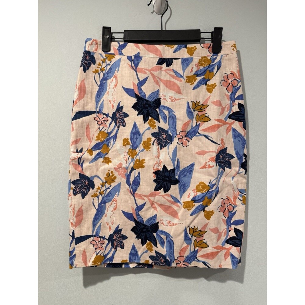 NEW J Crew Basket Weave Pencil Skirt 29"* Cotton Floral Lined Preppy Work Career